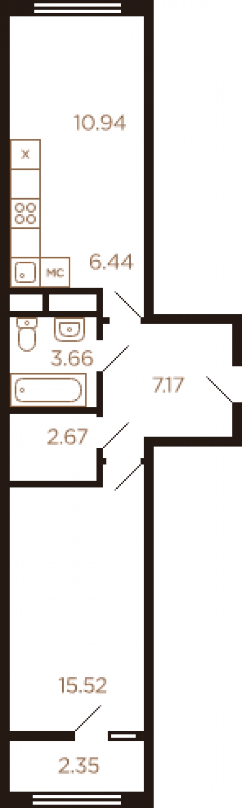 1-комнатная квартира с отделкой в ЖК Михайловский парк на 4 этаже в 2 секции. Сдача в 2 кв. 2024 г.
