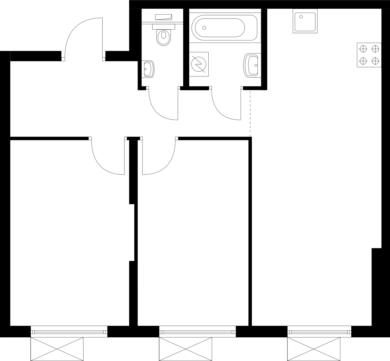 3-комнатная квартира с отделкой в МФК Маршал на 12 этаже в 1 секции. Дом сдан.