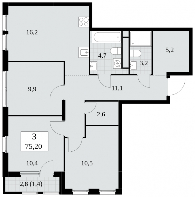 2-комнатная квартира с отделкой в ЖК Второй Нагатинский на 31 этаже в 1 секции. Сдача в 4 кв. 2023 г.