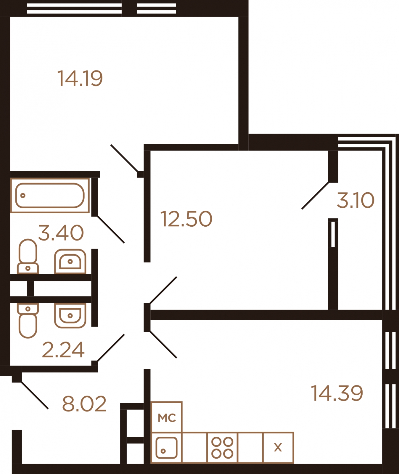 2-комнатная квартира с отделкой в ЖК Второй Нагатинский на 3 этаже в 1 секции. Сдача в 4 кв. 2023 г.