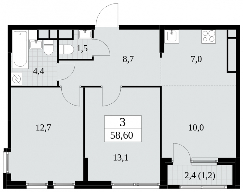 2-комнатная квартира с отделкой в ЖК Второй Нагатинский на 24 этаже в 1 секции. Сдача в 4 кв. 2023 г.