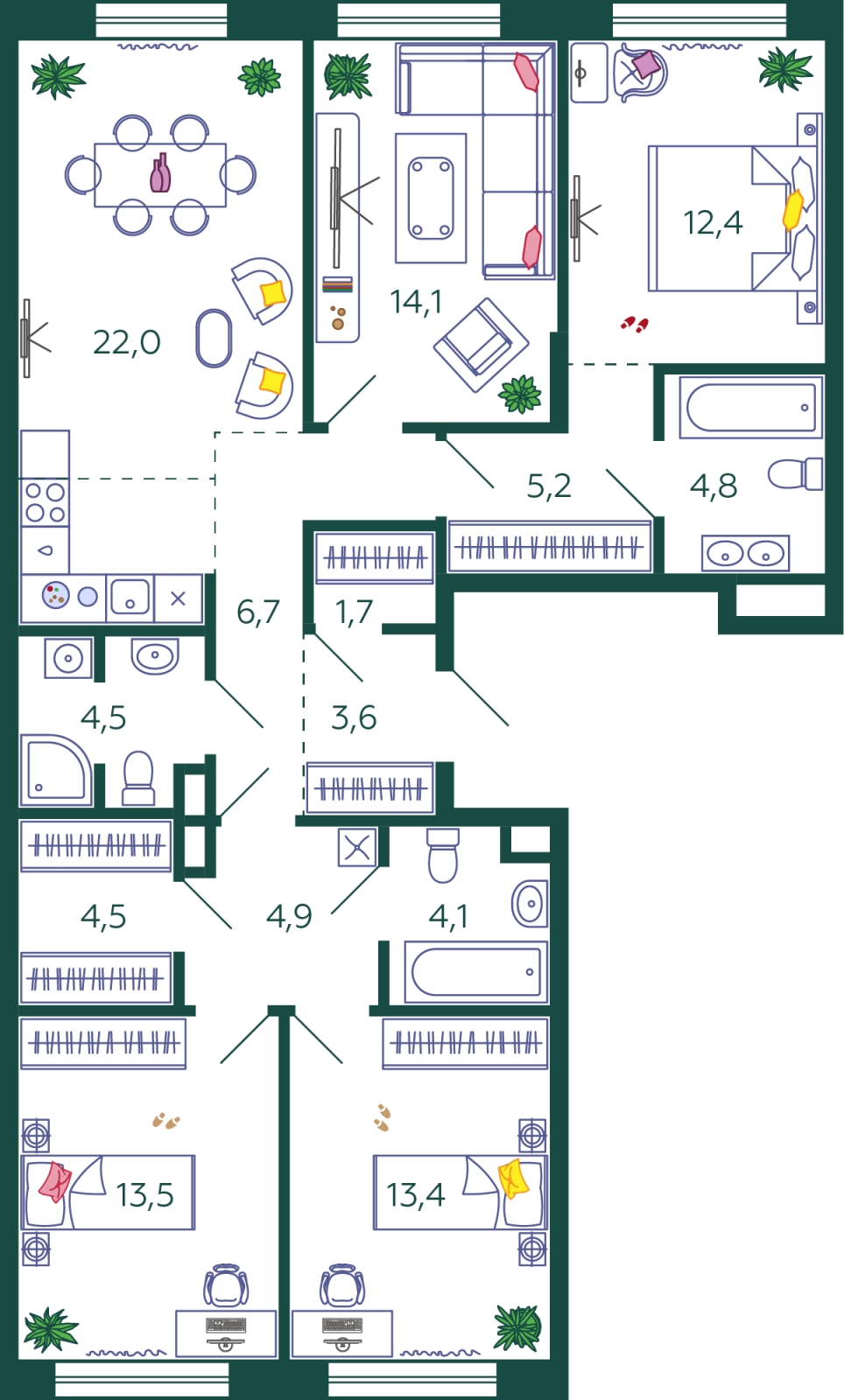 1-комнатная квартира в ЖК Южные сады на 11 этаже в 1 секции. Сдача в 2 кв. 2025 г.