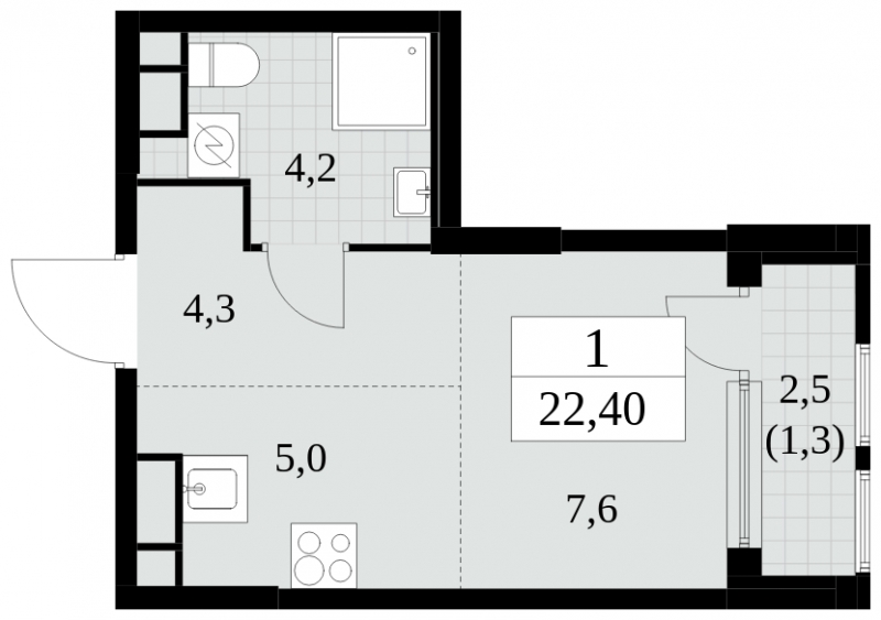 1-комнатная квартира с отделкой в ЖК Сиреневый бульвар на 4 этаже в 4 секции. Сдача в 1 кв. 2025 г.