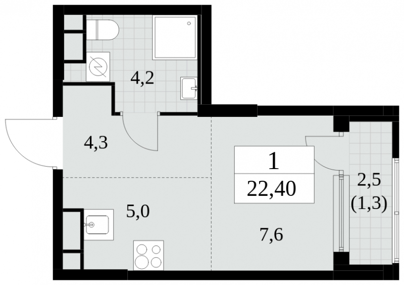 1-комнатная квартира с отделкой в ЖК Сиреневый бульвар на 1 этаже в 7 секции. Сдача в 1 кв. 2025 г.