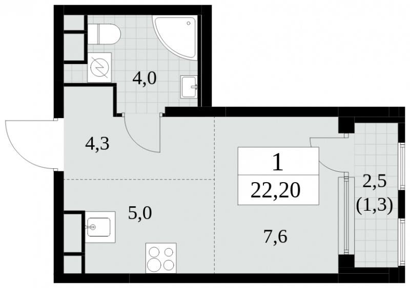2-комнатная квартира в ЖК Инновация на 2 этаже в 4 секции. Сдача в 2 кв. 2023 г.