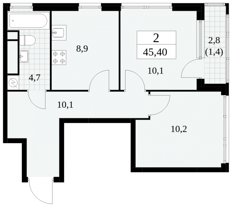 2-комнатная квартира в ЖК Южные сады на 28 этаже в 2 секции. Сдача в 2 кв. 2025 г.