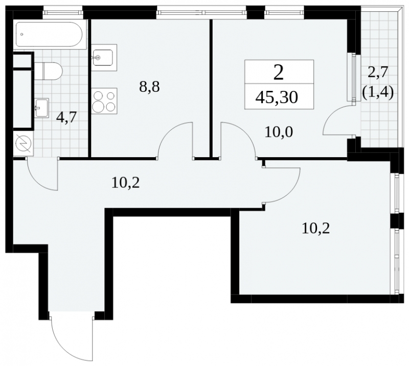 1-комнатная квартира в ЖК Tau House на 23 этаже в 1 секции. Сдача в 3 кв. 2024 г.