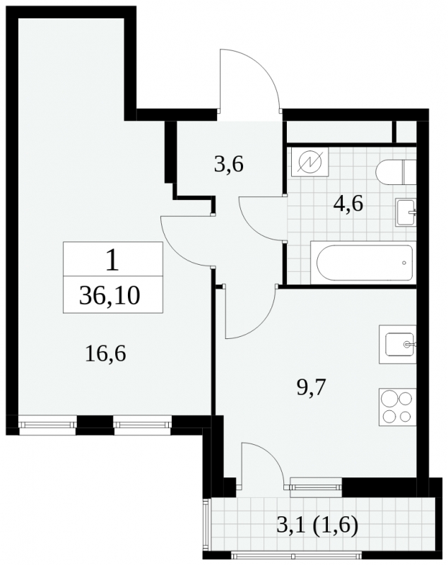 2-комнатная квартира в ЖК Инновация на 3 этаже в 1 секции. Сдача в 2 кв. 2023 г.