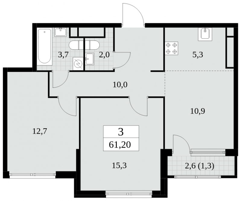 3-комнатная квартира с отделкой в ЖК Южные сады на 21 этаже в 1 секции. Сдача в 2 кв. 2025 г.