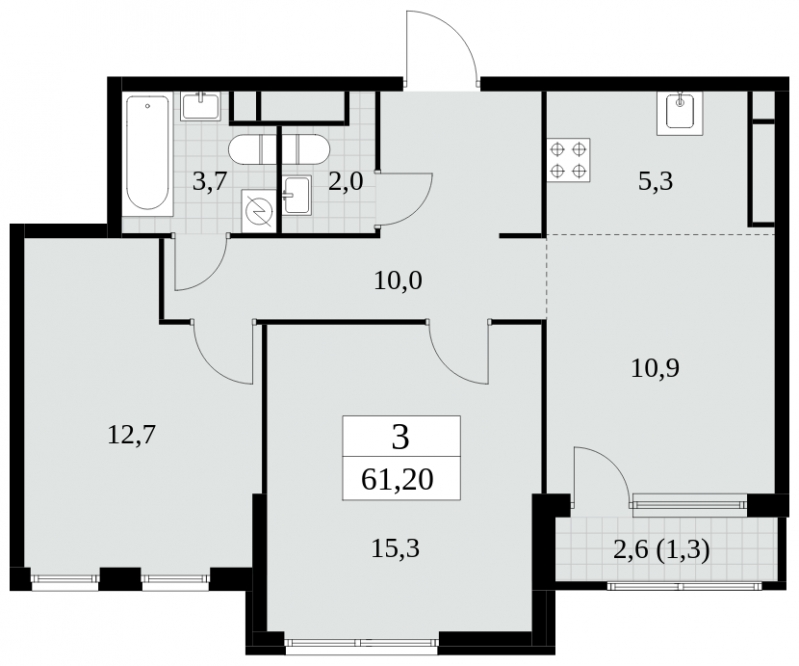 3-комнатная квартира в ЖК Южные сады на 25 этаже в 3 секции. Сдача в 2 кв. 2025 г.