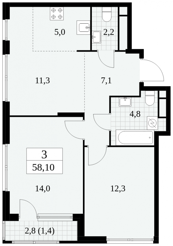 2-комнатная квартира с отделкой в ЖК Сиреневый бульвар на 2 этаже в 4 секции. Дом сдан.
