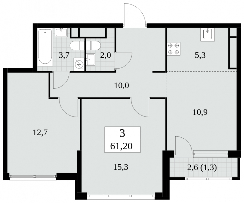 3-комнатная квартира с отделкой в ЖК Сиреневый бульвар на 4 этаже в 5 секции. Дом сдан.