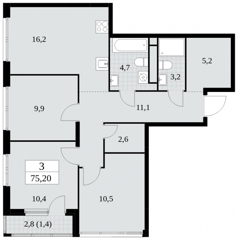 1-комнатная квартира с отделкой в ЖК Южная Битца на 5 этаже в 3 секции. Сдача в 3 кв. 2023 г.