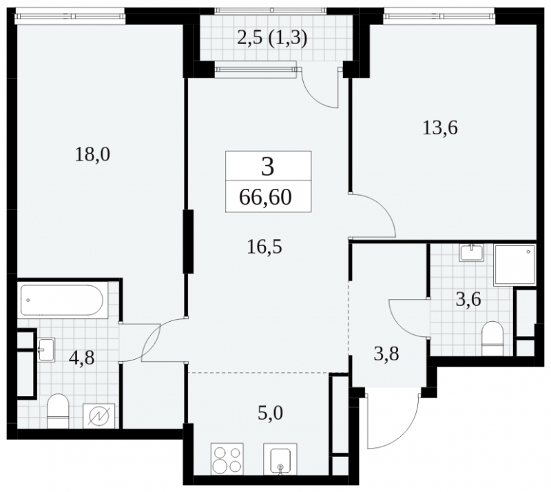 1-комнатная квартира с отделкой в ЖК Южная Битца на 19 этаже в 6 секции. Сдача в 3 кв. 2023 г.
