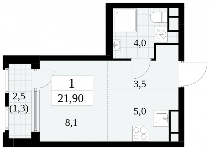 2-комнатная квартира в ЖК Южная Битца на 18 этаже в 9 секции. Сдача в 4 кв. 2021 г.