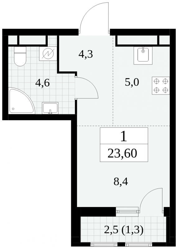 2-комнатная квартира в ЖК Инновация на 11 этаже в 6 секции. Сдача в 2 кв. 2023 г.