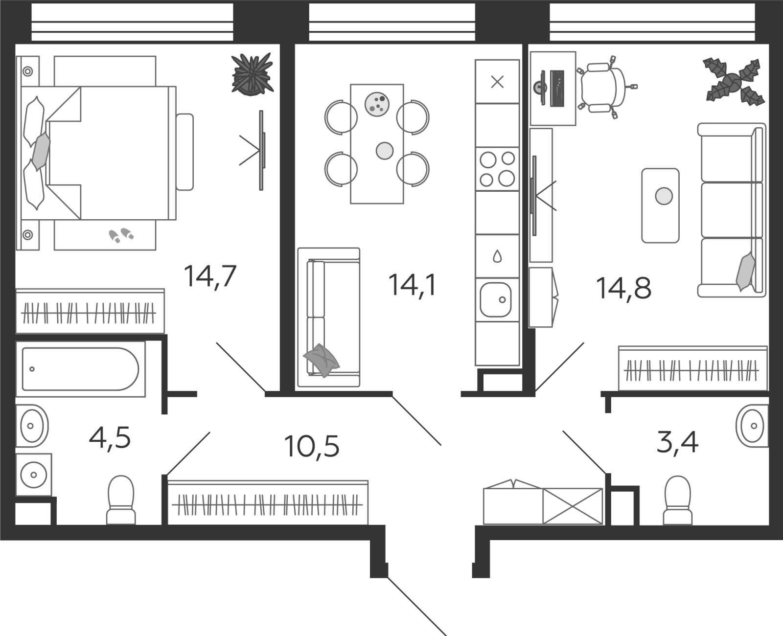 1-комнатная квартира в ЖК Городские истории на 13 этаже в 1 секции. Сдача в 4 кв. 2023 г.