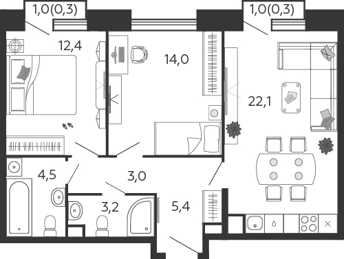 1-комнатная квартира (Студия) в ЖК Городские истории на 18 этаже в 1 секции. Сдача в 4 кв. 2023 г.
