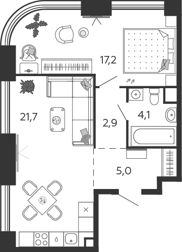 1-комнатная квартира в ЖК Городские истории на 19 этаже в 1 секции. Сдача в 4 кв. 2023 г.
