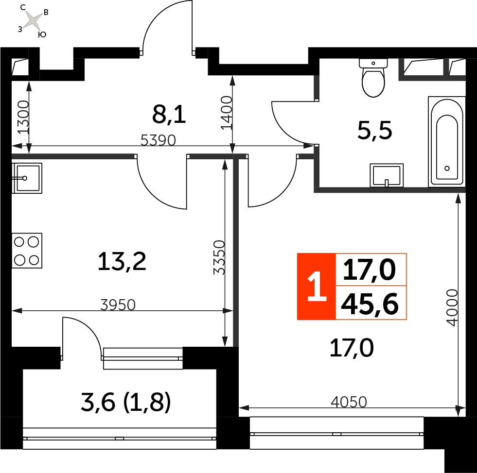 4-комнатная квартира с отделкой в ЖК Южные сады на 14 этаже в 2 секции. Сдача в 2 кв. 2025 г.