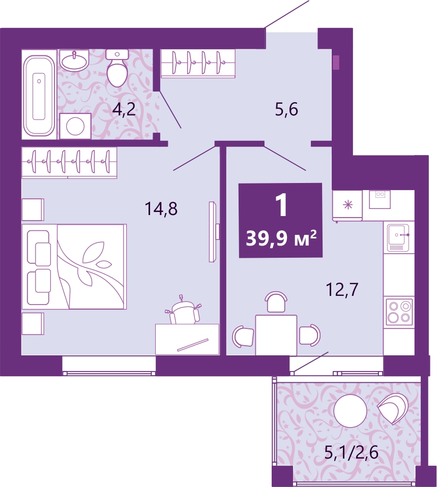 3-комнатная квартира в ЖК SHAGAL на 3 этаже в 5 секции. Сдача в 2 кв. 2024 г.