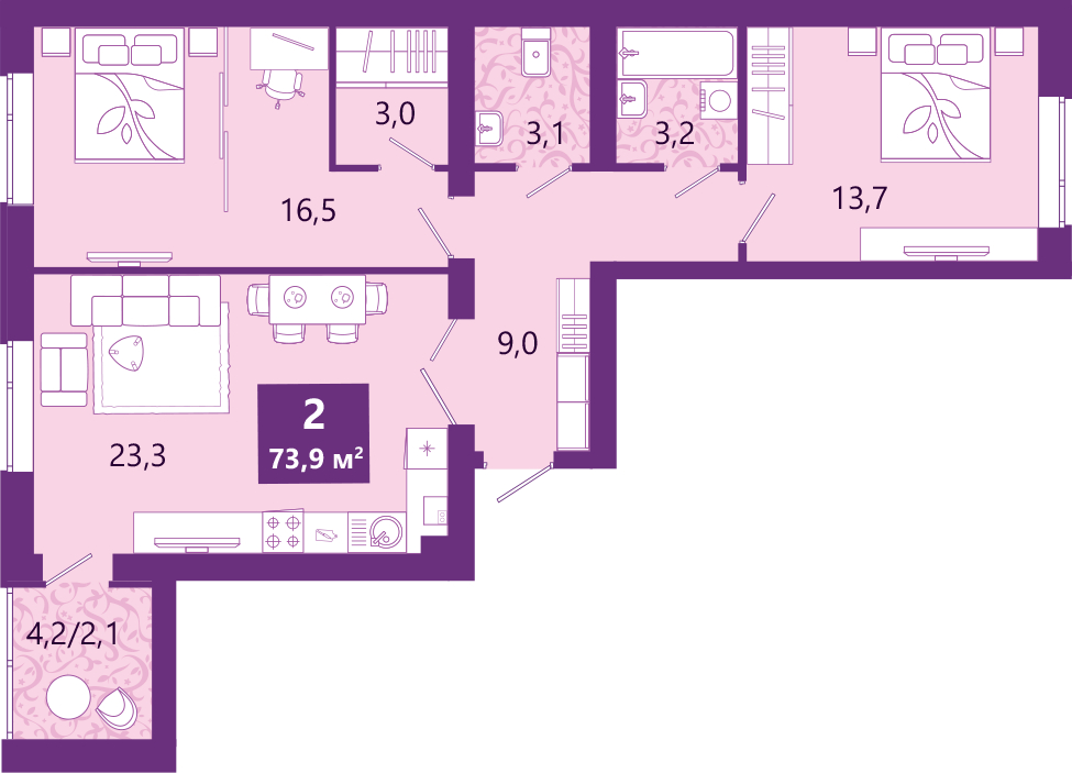 1-комнатная квартира в ЖК Миниполис Рафинад на 4 этаже в 1 секции. Сдача в 4 кв. 2022 г.