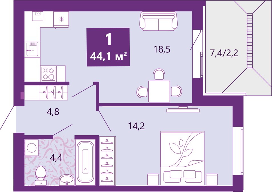 1-комнатная квартира с отделкой в ЖК Sydney City на 16 этаже в 3 секции. Сдача в 3 кв. 2024 г.