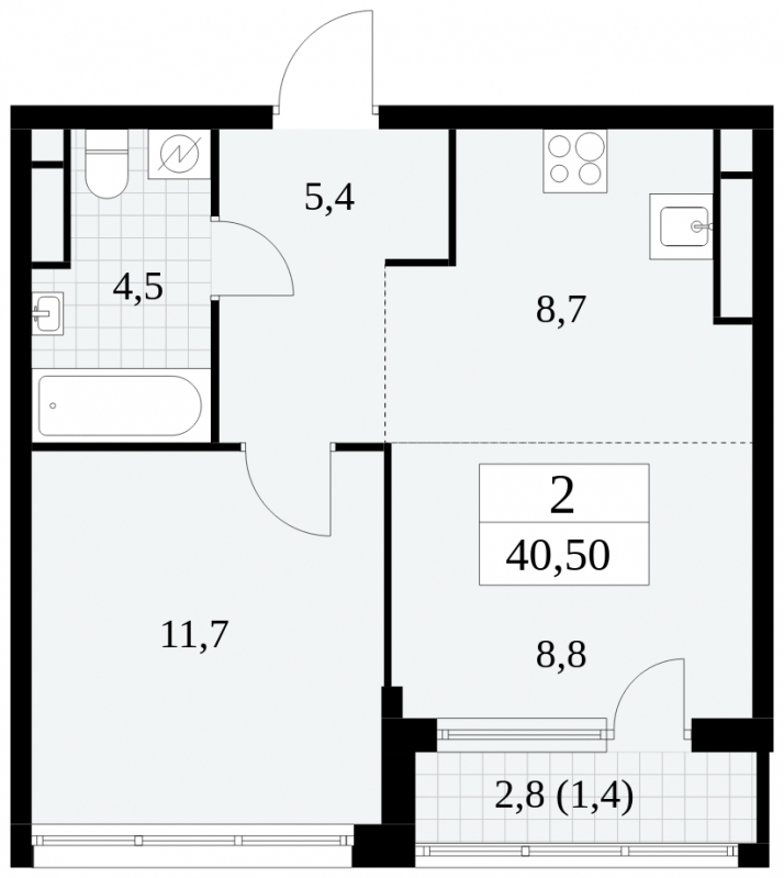 1-комнатная квартира с отделкой в ЖК Цветочные Поляны на 5 этаже в 3 секции. Сдача в 1 кв. 2025 г.