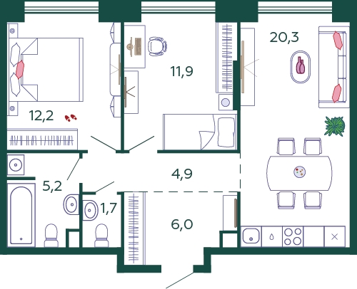2-комнатная квартира с отделкой в ЖК Сиреневый бульвар на 4 этаже в 7 секции. Дом сдан.
