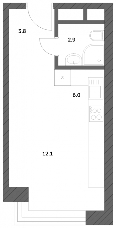 2-комнатная квартира в ЖК Олимп на 4 этаже в 1 секции. Дом сдан.