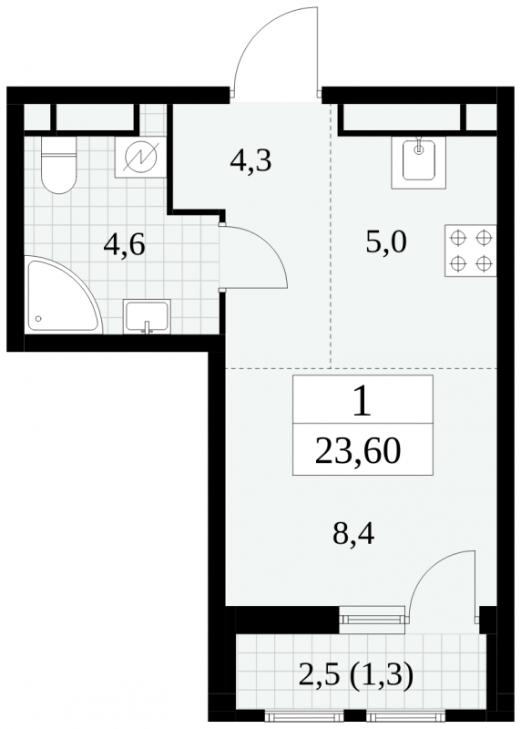 1-комнатная квартира с отделкой в ЖК Цветочные Поляны на 8 этаже в 5 секции. Сдача в 1 кв. 2025 г.