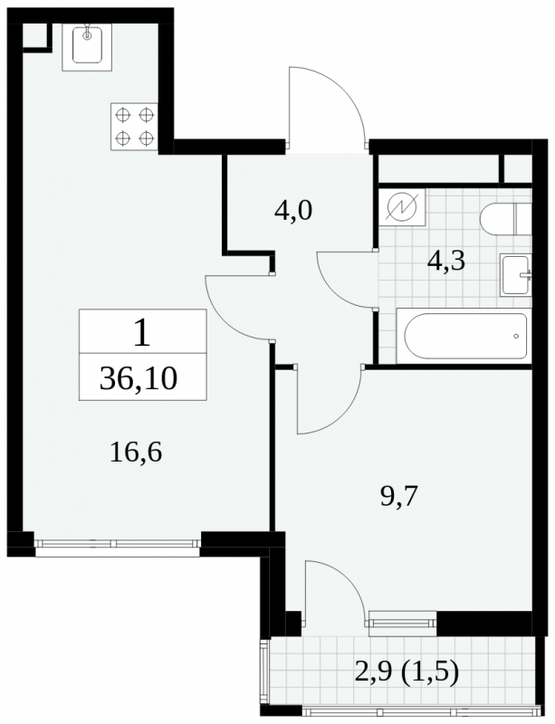 1-комнатная квартира в ЖК Олимп на 2 этаже в 2 секции. Дом сдан.