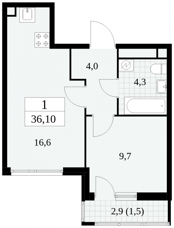 1-комнатная квартира с отделкой в ЖК Цветочные Поляны на 8 этаже в 6 секции. Сдача в 3 кв. 2024 г.