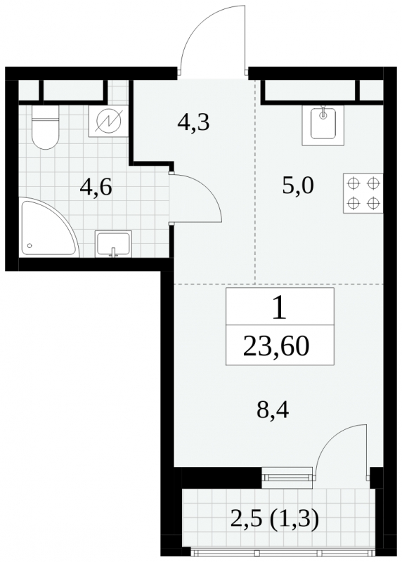 3-комнатная квартира в ЖК FORIVER на 4 этаже в 1 секции. Сдача в 4 кв. 2023 г.