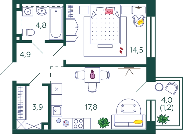 3-комнатная квартира в ЖК Sydney City на 43 этаже в 1 секции. Сдача в 3 кв. 2024 г.