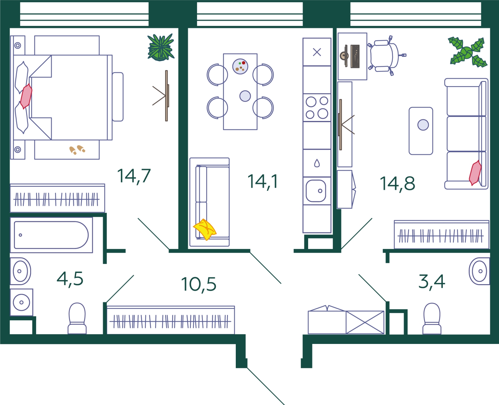 2-комнатная квартира с отделкой в ЖК Остров на 8 этаже в 1 секции. Сдача в 4 кв. 2024 г.