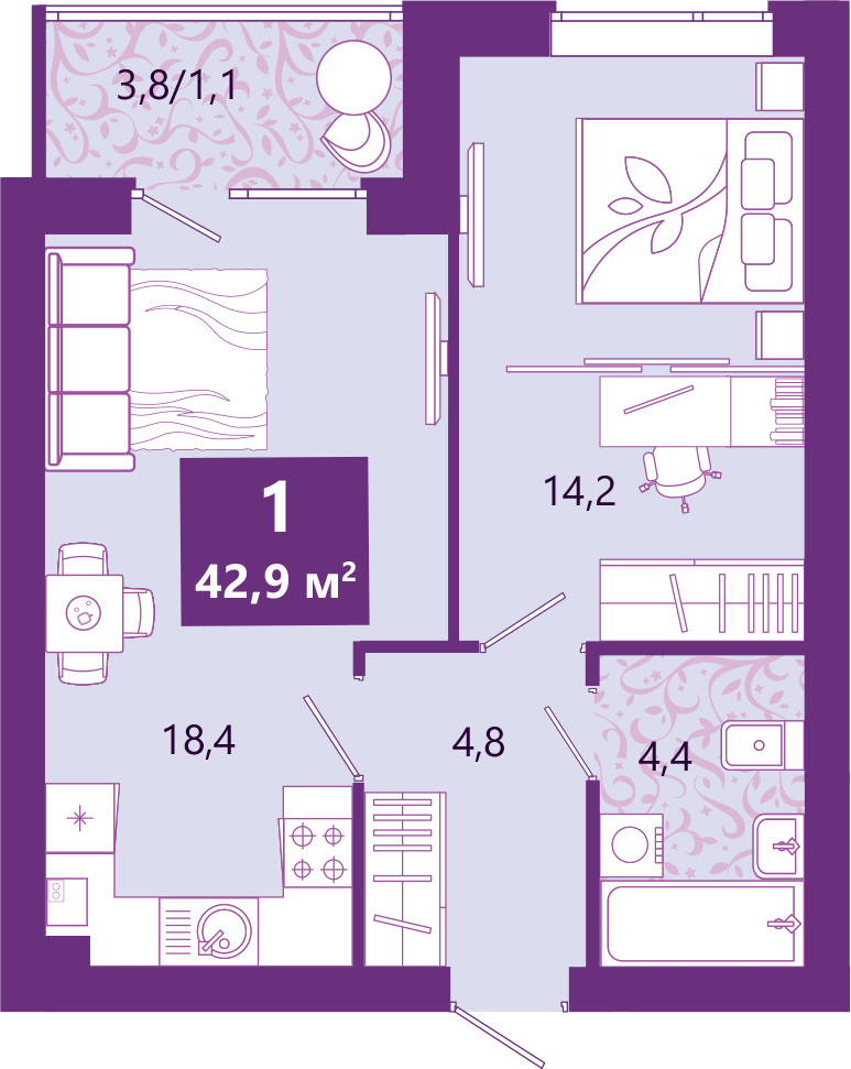 1-комнатная квартира с отделкой в ЖК Sydney City на 10 этаже в 1 секции. Сдача в 3 кв. 2024 г.