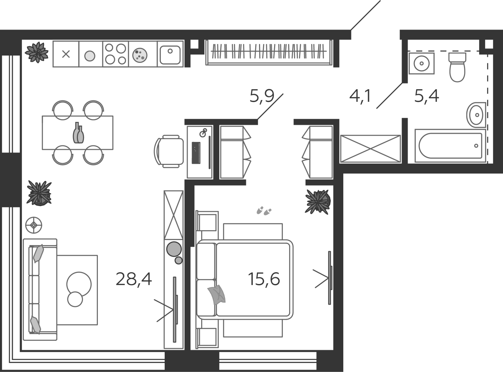1-комнатная квартира в ЖК Южные сады на 20 этаже в 3 секции. Сдача в 2 кв. 2025 г.