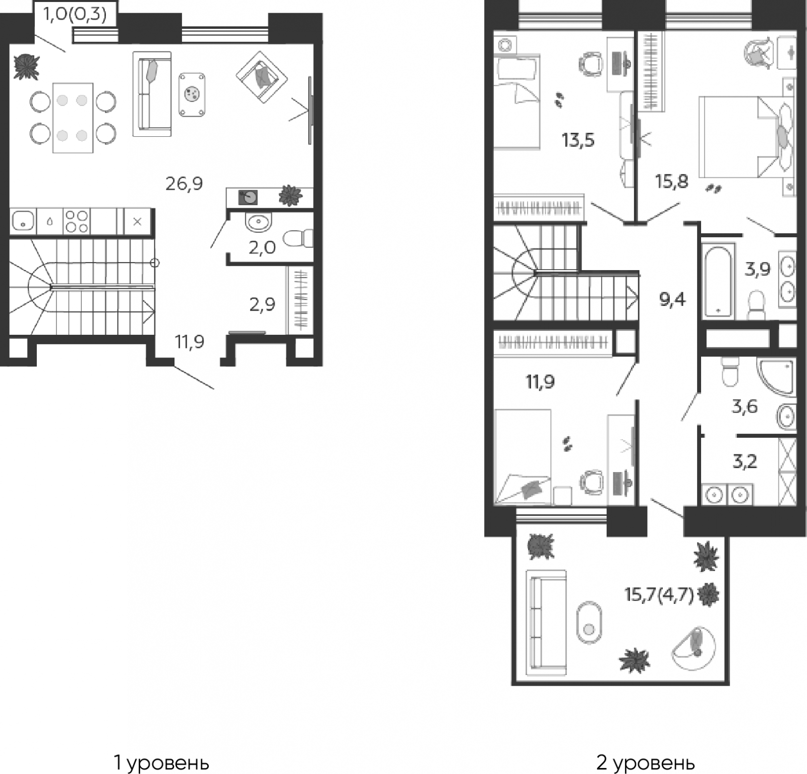 3-комнатная квартира с отделкой в ЖК GloraX City Zanevsky на 2 этаже в 1 секции. Сдача в 2 кв. 2024 г.
