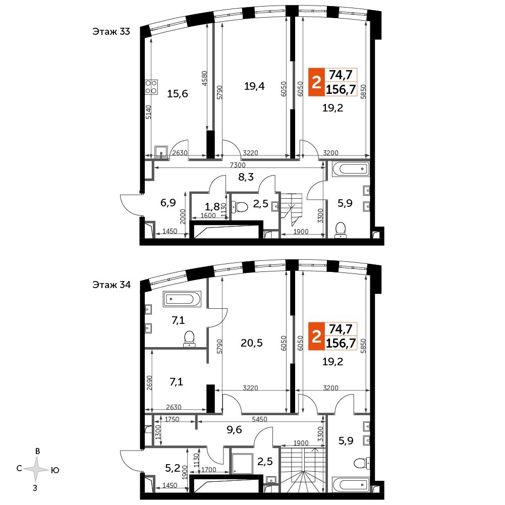 1-комнатная квартира в ЖК Южные сады на 29 этаже в 3 секции. Сдача в 2 кв. 2025 г.