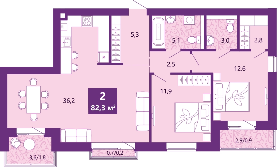 3-комнатная квартира в ЖК КутузовGRAD 2 на 27 этаже в 4 секции. Сдача в 3 кв. 2022 г.