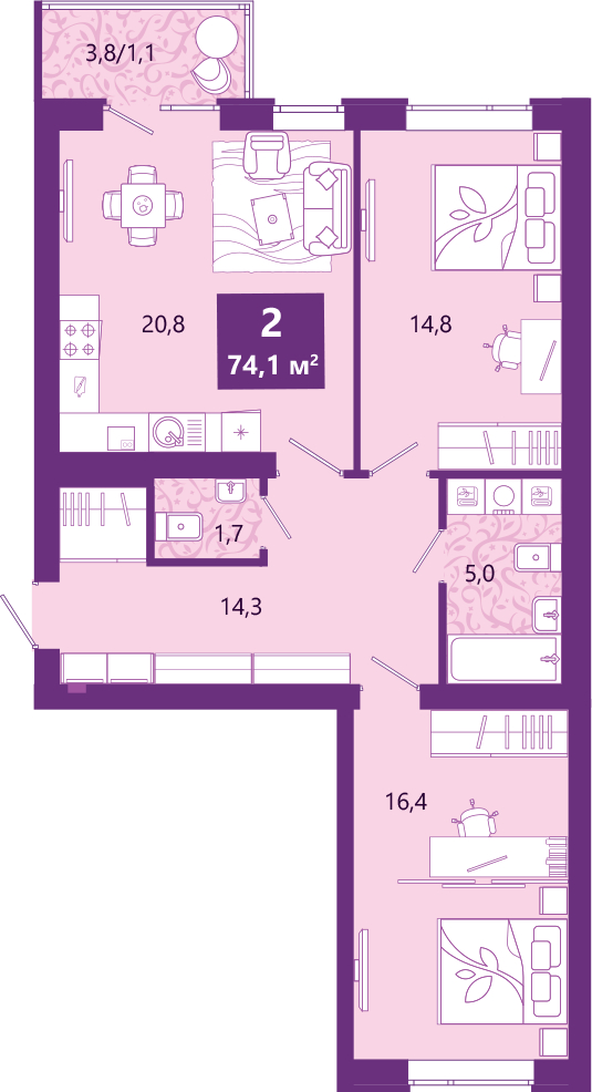 1-комнатная квартира в ЖК Новое Лыткарино на 9 этаже в 1 секции. Сдача в 1 кв. 2021 г.