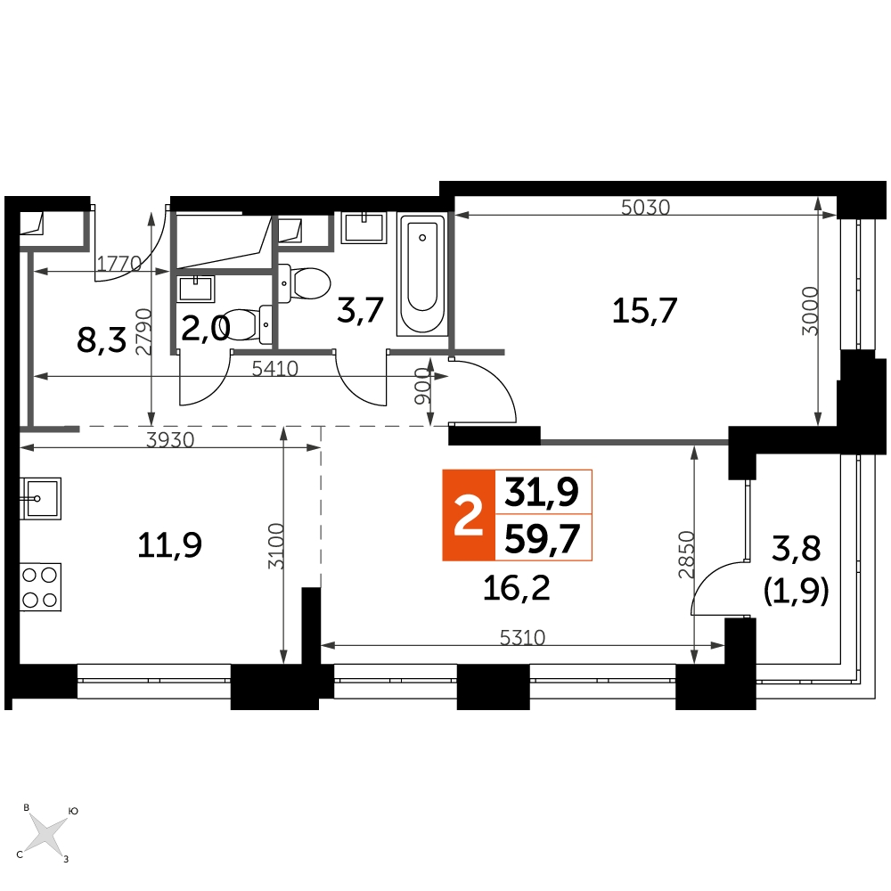 1-комнатная квартира (Студия) в ЖК Городские истории на 8 этаже в 1 секции. Сдача в 4 кв. 2023 г.