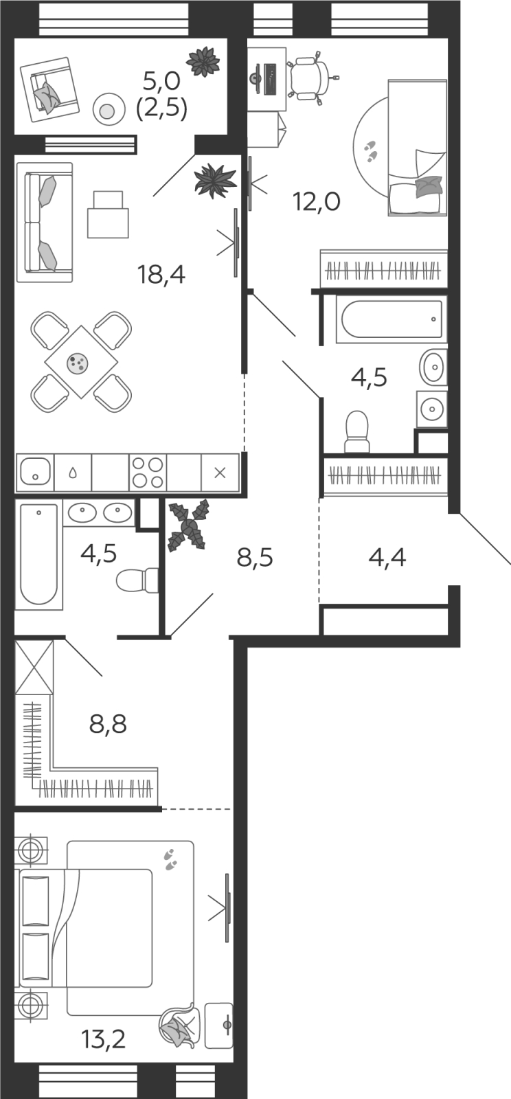 2-комнатная квартира с отделкой в ЖК Новохохловская 15 на 31 этаже в 1 секции. Сдача в 4 кв. 2023 г.