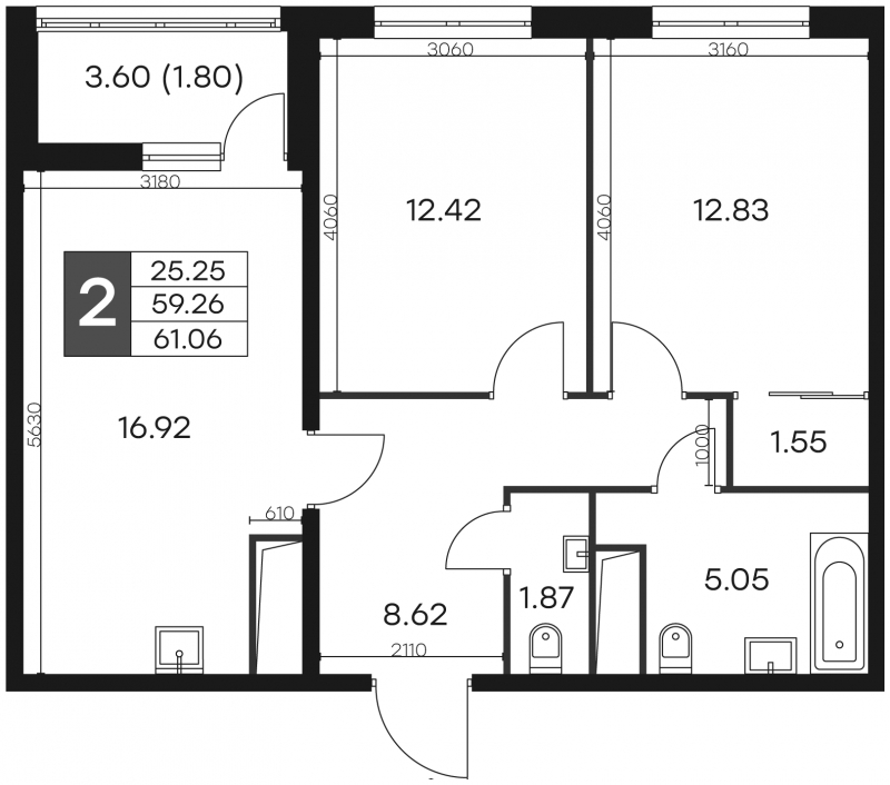 1-комнатная квартира (Студия) с отделкой в ЖК Бунинские кварталы на 7 этаже в 3 секции. Сдача в 2 кв. 2026 г.