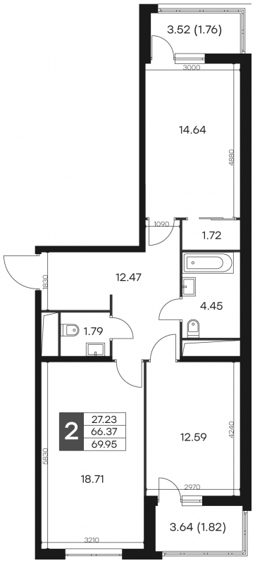 2-комнатная квартира с отделкой в ЖК Sydney City на 4 этаже в 2 секции. Сдача в 3 кв. 2024 г.