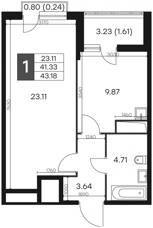 3-комнатная квартира в ЖК Городские истории на 4 этаже в 1 секции. Сдача в 4 кв. 2023 г.