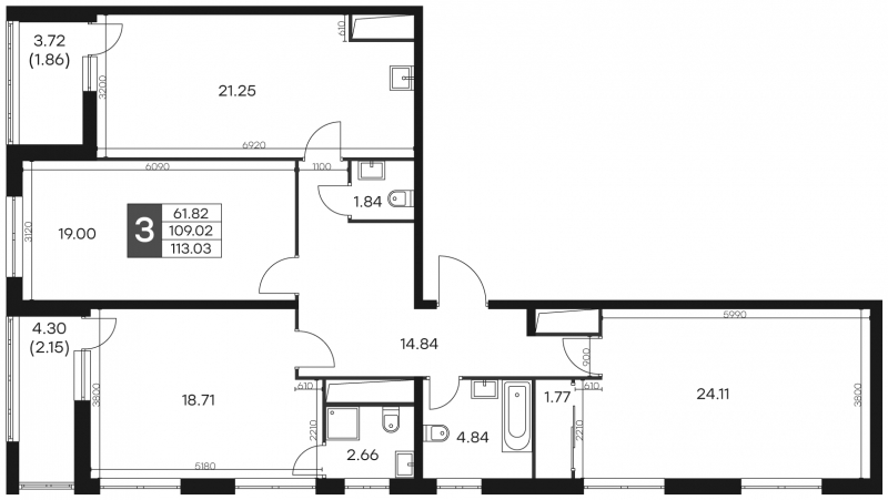 2-комнатная квартира с отделкой в ЖК Sydney City на 9 этаже в 2 секции. Сдача в 3 кв. 2024 г.