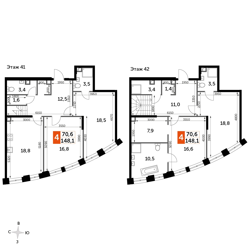 3-комнатная квартира в ЖК Инновация на 12 этаже в 10 секции. Сдача в 2 кв. 2023 г.