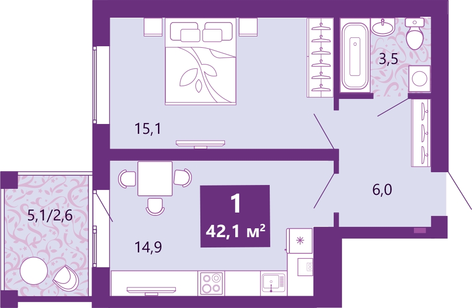1-комнатная квартира (Студия) в ЖК Пехра на 9 этаже в 2 секции. Сдача в 1 кв. 2024 г.